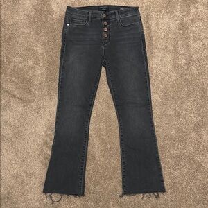 Sanctuary Connector Kick Flare Crop Jeans Black Size 26